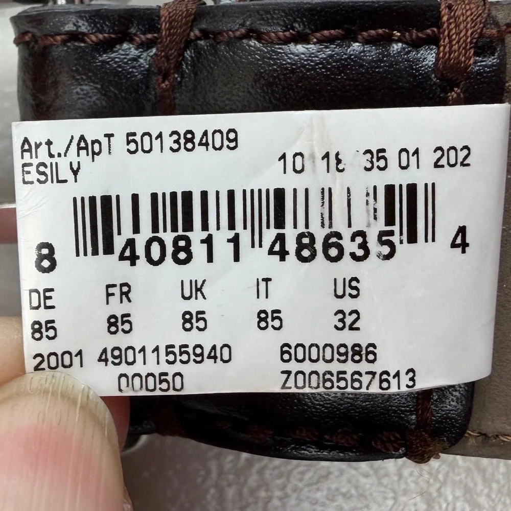 Hugo Boss Esily Brown Cowskin Leather Belt Silver Buckle Size 85 32 50138409